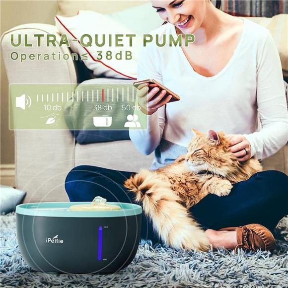 Avocado Pet Water Fountain with LEDLight,67oz/2.0L,Ultra Quiet CatWater Fountain - Picture 6 of 6